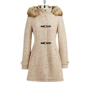 Beige wool blend toggle coat